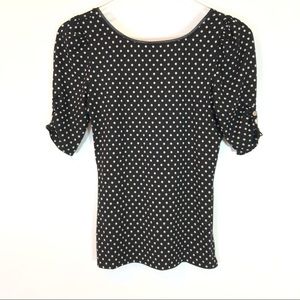 WHITE HOUSE BLACK MARKET POLKA DOT SCOOP BACK TOP SIZE XS